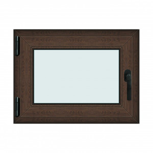 Fereastra 80x60cm, 1 canat, wenge (tabac), stanga si rabatare, Klass, 7cm, 6 camere, 2 garnituri