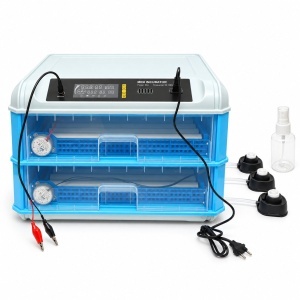 Incubator automat 128 oua 80W, 12V-220V, rotire automata, ovoscop LED, control temperatura, umiditate, afisaj digital, alarma, AAA298