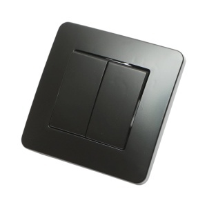 Intrerupator dublu cap scara negru incastrat 220V, 10AX, PC 80x80mm, DISRP65