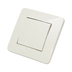 Intrerupator simplu alb incastrat 220V, 10AX, PC 80x80mm, DISRP46