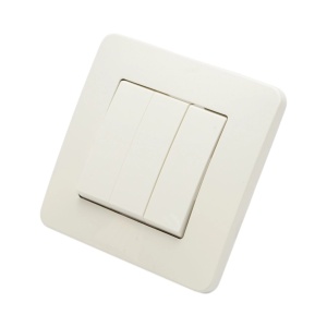 Intrerupator triplu alb incastrat 220V, 10AX, PC 80x80mm, DISRP49