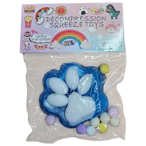 Jucărie Antistres Squeeze Toy – Lăbuță Multicolor, 6 cm - Albastru/Alb