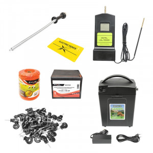 Kit complet gard electric 9/12V, 0,7 Joule, lungime fir 500m, 100 izolatori, manere poarta, placuta avertizare si baterie uscata (nereincarcabila) 9V/90Ah, Cod: BK87559, Brand: BRECKNER GERMANY