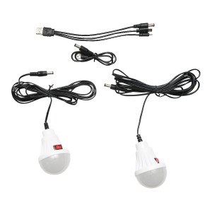 Kit iluminat portabil LED, cu 2 becuri/proiector, panou solar si baterie 4000 mAhH, pentru pescuit camping, GD-8077, Cod: DISLK16, Gdplus - Img 5