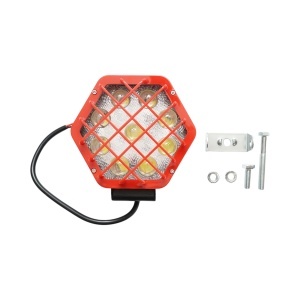 Lampa proiector hexagonal cu grilaj metalic rosu, 9 LED-uri, unghi de radiere 30, DC 10-80V 27W Breckner Germany, BRECKNER GERMANY, BK69060 - Img 3