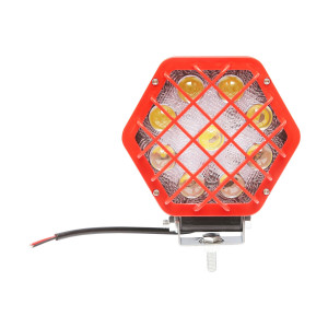 Lampa proiector hexagonal cu grilaj plastic rosu, 9 LED-uri, unghi de radiere 30, DC 10-80V 27W, Cod: BK69060S, Brand: BRECKNER GERMANY - Img 1
