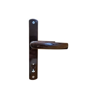 Maner usa, aluminiu, cu arc, latime sild 35mm, interax 85mm, maro, nuc, reversibil, tija si suruburi incluse, Glasspandoor - Img 4