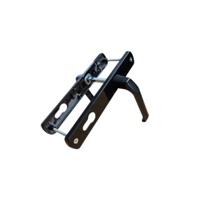 Maner usa, aluminiu, cu arc, latime sild 35mm, interax 85mm, negru, reversibil, tija si suruburi incluse, Glasspandoor - Img 2