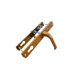 Maner usa, aluminiu, cu arc, latime sild 35mm, interax 92mm, maro, stejar auriu, reversibil, tija si suruburi incluse, Glasspandoor - Img 2
