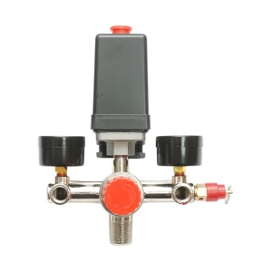 Presostat compresor aer 220V, regulator cu 2 manometre 12 bar, BK76309 - Img 3