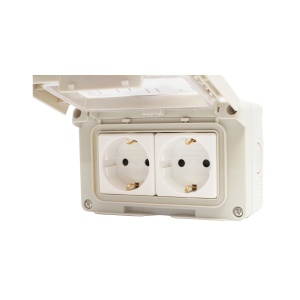 Priza schuko dubla aplicata PT IP55, 16A, 250V cu impamantare si protectie , Cod: BK69698, Marca: BRECKNER GERMANY - Img 3