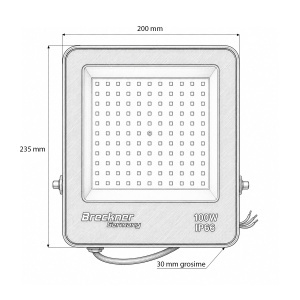 Proiector LED 100W, 220V, 6500K, 9000lm tip Flood 235x200x30mm IP66 Breckner Germany, BK00677 - Img 5