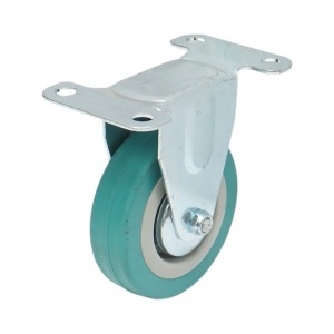 Roata fixa 75x21mm fara frana, cauciuc plin albastru, placa otel 100x59mm 45kg, DISVF77