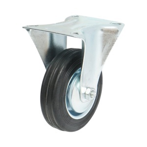 Roata fixa industriala 100x30mm fara frana, cauciuc plin negru, placa otel 100x80mm 55kg, DISVF61