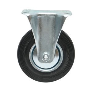 Roata fixa industriala 125x33mm fara frana, cauciuc plin negru, placa otel 100x80mm 95kg, DISVF62 - Img 2