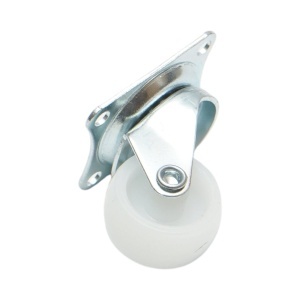 Roata pivotanta 25x14mm fara frana, polipropilena alba, placa otel 39x33mm 10kg, DISVF85 - Img 6