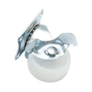 Roata pivotanta 40x17mm cu frana, polipropilena alba, placa otel 45x38mm 20kg, DISVF97 - Img 2