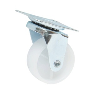 Roata pivotanta 50x22mm fara frana, polipropilena alba, placa otel 58x47mm 30kg, DISVF88 - Img 5