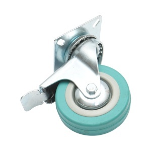 Roata pivotanta 75x21mm cu frana, cauciuc plin albastru, placa otel 65x65mm 45kg, DISVF82 - Img 6