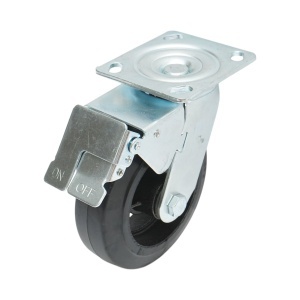 Roata pivotanta industriala 150x50mm cu frana, cauciuc plin negru, placa otel 115x100mm 200kg, DISVG30