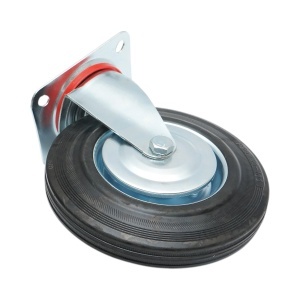Roata pivotanta industriala 200x44mm fara frana, cauciuc plin negru, placa otel 135x105mm 140kg, DISVF59 - Img 5