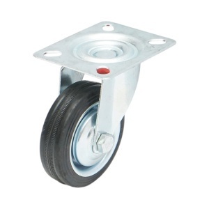 Roata pivotanta industriala 75x22mm fara frana, cauciuc plin negru, placa otel 80x66mm 35kg, DISVF55