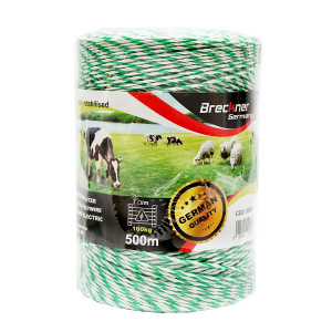 Rola fir alb-verde fi 2.5mm insertie metalica 4x0.2mm SS, rezistenta 7 Ohm/m, 500m gard electric, Cod: BK87576, Brand: BRECKNER GERMANY - Img 3