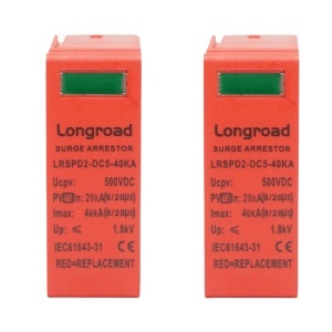 Set 2 cartuse descarcator supratensiune sisteme fotovoltaice DC tip C 500VDC 2P 40kA LRSPD2-DC5-40KA Longroad, BK76996
