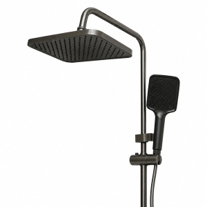 Set dus multifunctional cu termostat, 4 functii de curgere a apei, pipa cada, dus dreptunghiular tip ploaie, para de dus, dus bideu, grafit mat, aluminiu, DISVM22 - Img 5