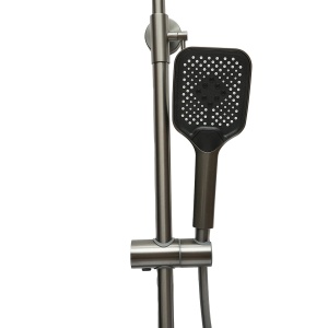 Set dus multifunctional cu termostat, afisaj digital temperatura apa, 4 functii de curgere a apei, pipa cada, dus dreptunghiular, dus de mana, dus bideu, gri, Cod: BK79263 - Img 6