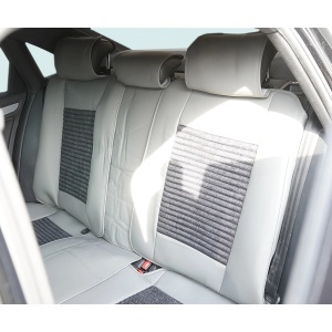 Set huse scaune auto Premium Crem-Gri universale, design sport ergonomic, piele ecologica cu insertii textile, fata + spate 11 piese, DISVG57 - Img 7
