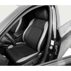 Set huse scaune auto universale Negru-Gri Diamond, piele ecologica matlasata, fata + spate 9 piese, DISVG55 - Img 4
