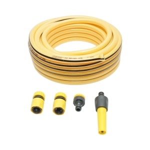 Set rola 15m furtun gradina PVC impletit 1/2 inch cu duza stropit reglabila, conectori si adaptor robinet 3/4-1/2 inch Crownman, CROWNMAN, DISUF68