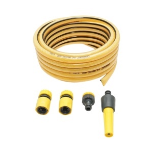 Set rola 7.5m furtun gradina PVC impletit 1/2 inch cu duza stropit reglabila, conectori si adaptor robinet 3/4-1/2 inch Crownman, CROWNMAN, DISUF67