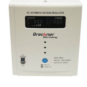 Stabilizator automat de tensiune monofazic cu releu 5000VA/140-260V, 2 prize schuko 230V, afisaj LCD, Cod: BK79722, Marca: BRECKNER GERMANY - Img 4
