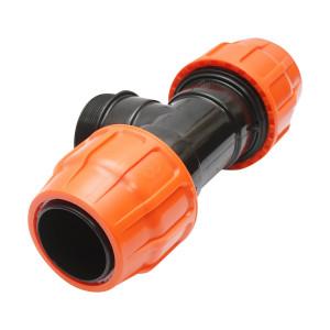Teu egal compresiune Layflat, cu filet exterior, D3x3x3 toll, PN6, pentru sisteme irigatii, Cod: DISLT88, Poelsan - Img 3