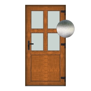 Usa Aruba, PVC & termopan, 110x190cm, maro, stejar auriu, dreapta, Klass, 7cm, 6 camere, sticla mata nisip alb