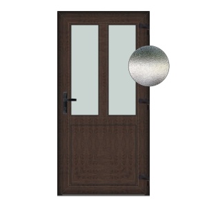 Usa T-Model, PVC & termopan, 100x190cm, tabac (wenge), dreapta, Klass, 7cm, 6 camere, sticla mata nisip alb