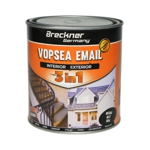 Vopsea email anticoroziva 3 in 1 negru mat 004 pe baza de solvent 1L, direct pe rugina, interior si exterior Breckner Germany, BK89031
