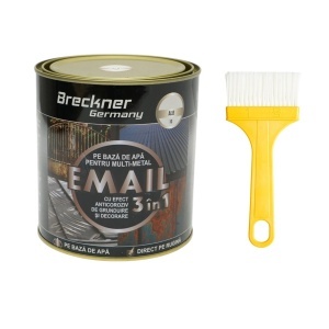 Vopsea email anticoroziva 3 in 1 pentru metal, direct pe rugina, pe baza de apa, alb 10 750g Breckner Germany, BK00214