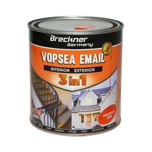 Vopsea email anticoroziva 3 in 1 portocaliu 2004 pe baza de solvent, direct pe rugina, interior si exterior 1L Breckner Germany, BK89021