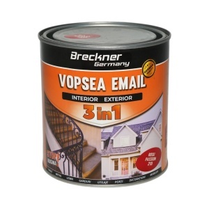 Vopsea email anticoroziva 3 in 1 rosu passion 21D pe baza de solvent 1L, direct pe rugina, interior si exterior Breckner Germany, BK89027