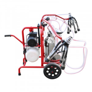 Aparat de muls vaci 2 posturi bidon 40L inox cu butelie, vacuum rezervor, Cod: BK98080, Brand: BRECKNER GERMANY