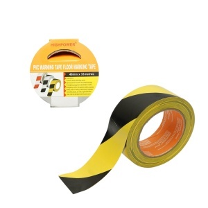 Banda adeziva de avertizare si marcare podea PVC galben-negru 48mm x 33m HighPower, AAA158