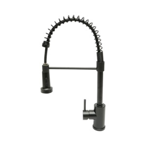 Baterie chiuveta bucatarie cu dus extractibil, arc flexibil, perlator 2 functii, negru mat, aliaj zinc, furtunuri incluse, DISVM40 - Img 3