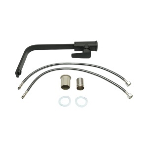 Baterie chiuveta bucatarie negru mat cu pipa inalta patrata, monocomanda, aliaj zinc, furtunuri incluse, DISVM25 - Img 2