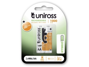 Baterie UNIROSS AA/ceruza 1,2 V 1000 mAh (2 buc)