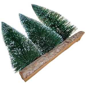 Brazi Decorativi de 20 cm cu Zăpadă Artificială pe Suport din Lemn (22cm) – Ornament de Crăciun - Img 3