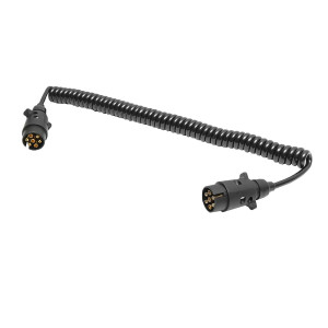 Cablu spiral 2.5m cu 2 stechere tata, 7 pini pentru priza auto remorca, Cod: BK92795, Echivalență: DISGB95, Breckner Germany - Img 2