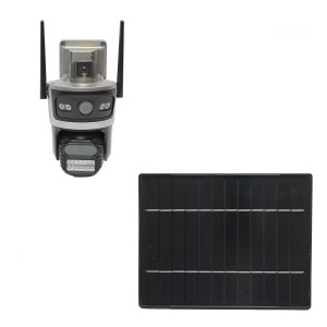 Camera supraveghere lentila duala 4 MP, cartela sim 4G, WIFI 2.4 GHz cu panou solar 7.6W, baterie 18650 incarcare rapida, rotativa 360 grade PTZ cu senzor de miscare, detectie umana PIR, alarma, night vision si aplicatie iCSee, BRECKNER GERMANY, BK79696